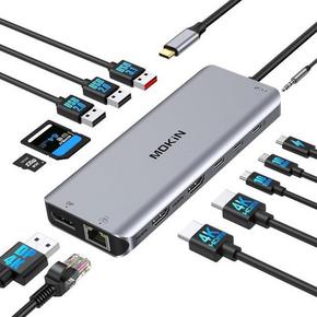 Slomart Priključna stanica USB C Trostruki zaslon: Dockingstation Dvostruki HDMI Displayport