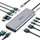 slomart Priključna stanica USB C Trostruki zaslon: Dockingstation Dvostruki HDMI Displayport, USB C Hub 2 Monitor Display Port, RJ45, USB C Dock za Dell HP