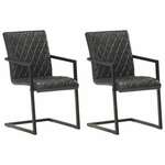 Konzolne blagovaonske stolice od prave kože 2 kom crne