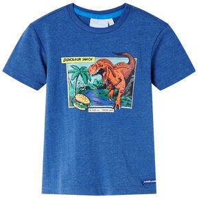 VidaXL Dječja majica s uzorkom dinosaura tamnoplava prošarana 92