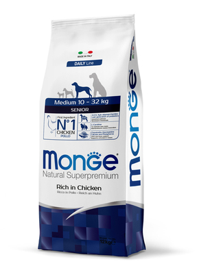 Monge Daily Line Medium Senior suha hrana za pse - piletina 12 kg