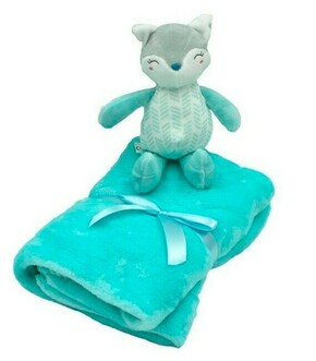 Teddy bear rattle set with blanket - Fox