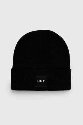 Kapa HUF boja: crna - crna. Kapa iz kolekcije HUF. Model izrađen od glatke pletenine.