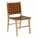 Konjak smeđe/u prirodnoj boji kožne blagovaonske stolice u setu 2 kom Calixta – Kave Home