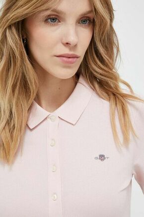 Pamučna polo majica Gant boja: ružičasta - roza. Polo majica iz kolekcije Gant izrađena od tankog