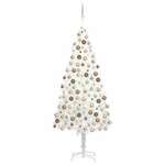 Umjetno božićno drvce s LED svjetlima i kuglicama bijelo 210 cm