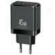 USAMS CC178TC01 wall charger 1xUSB-C+1xUSB-A 45W GaN PD+QC Fast Charging black