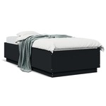vidaXL Okvir za krevet s LED svjetlima crni 100 x 200 cm drveni