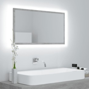 VidaXL LED kupaonsko ogledalo siva boja betona 80x8