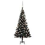 Umjetno božićno drvce LED s kuglicama crno 120 cm PVC