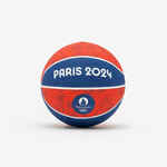 Košarkaška lopta veličina 1 K100 Resist - Pariz 2024. plavo-crvena