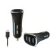 Car charger 3xUSB 4A with USB-C cable 100cm black