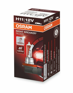 Osram Night Breaker Silver 12V - do 100% više svjetlaOsram Night Breaker Silver 12V - up to 100% more light - H11 - SINGLE BOX karton (1 žarulja) H11-NBS-1