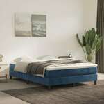vidaXL Okvir za krevet s oprugama tamnoplavi 140x200 cm baršunasti
