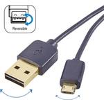 Renkforce USB kabel USB 2.0 USB-A utikač, USB-Micro-B utikač 1.00 m crna utikač primjenjiv s obje strane, pozlaćeni kontakti