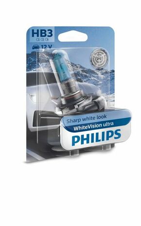 Philips WhiteVision Ultra (12V) - do 60% više svjetla - do 35% bjelije (4200K)Philips WhiteVision Ultra (12V) - up to 60% more light - up to 35% - HB3-WVUL-1