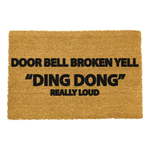 Otirač od prirodnog kokosovog vlakna Artsy Doormats Yell Ding Dong, 40 x 60 cm
