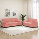 2-dijelni set sofa s jastucima ružičasti baršunasti