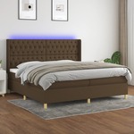 Krevet box spring s madracem LED tamnosmeđi 200x200 cm tkanina