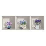 Set s 3 zidne 3D samoljepljive naljepnice Ambiance Purple Bouquets