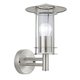 EGLO 30184 | Lisio Eglo zidna svjetiljka 1x E27 IP44 plemeniti čelik, čelik sivo, prozirna
