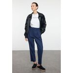Trendyol Navy Blue Cotton Carrot Pattern Stripe Detailed Woven Trousers plava TWOAW22PL0342/Navy Blue