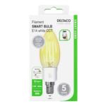 DELTACO SMART HOME LED Filament arulja,E14,WiFI 2.4GHz, 4.5W, 400lm,dimmable, 1800K-6500K, 220-240V