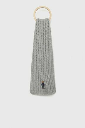 Kratki šal s primjesom vune Polo Ralph Lauren boja: siva