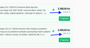 Prikaz cijena na Nabava.net od sada i u eurima