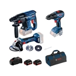Bosch akumulatoska bušilica- izvijač GBH 180-LI + GSR 18V-50 + GWS 180-LI + (2x 5.0 Ah + GAL 1880 CV,C)+ torba, karton