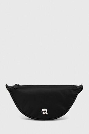 Torbica Karl Lagerfeld boja: crna - crna. Srednje veličine torbica iz kolekcije Karl Lagerfeld. Na kopčanje model izrađen od kombinacije tekstilnog materijala i ekološke kože.