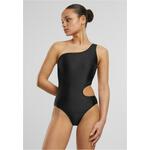 Women's Asymmetrical Cut Out Swimsuit - Black crna