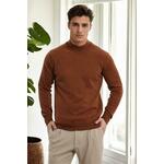 64721 Dewberry Half Turtleneck Woolen Mens Knit Sweater-TILE tamnocrvena