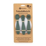 PETITE&MARS Silikonske žlice za trening od 3 kom 6 m+ Take&Match, Misty Green