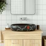 Nadgradni Lavabo - Umivaonik crni ovalni 59x40x15 cm keramički