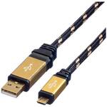 Roline USB kabel USB 2.0 USB-A utikač, USB-Micro-B utikač 1.80 m crna, zlatna sa zaštitom 11.02.8826