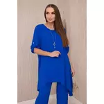 Set blouse + trousers with pendant cornflower blue plava