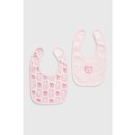 Podbradnjak za bebe Guess 2-pack - roza. Podbradnjak za bebe iz kolekcije Guess.