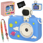 Digitalni fotoaparat za djecu igračka fotoaparat + 32GB kartica plavi ASTRONAUT