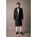 DEFACTO Slim Fit Cashmere Coat Parka Slim Cut Lined Buttoned Pocket crna