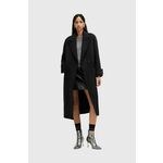 Kaput s primjesom vune AllSaints MABEL COAT boja: crna, za prijelazno razdoblje, kopčanje u dva reda, W006OZ