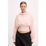 Pamučna dukserica adidas by Stella McCartney za žene, boja: narančasta, s kapuljačom, bez uzorka, JJ4161
