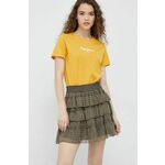 Suknja Pepe Jeans boja: zelena, mini, širi se prema dolje