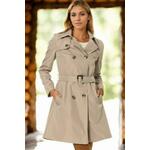 Z6642 DEWBERRY WOMEN'S TRENCH COAT-DARK BEIGE kremasta