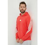 Dukserica adidas za muškarce, boja: crvena, s kapuljačom, tiskom