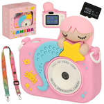 Digitalni fotoaparat za djecu igračka fotoaparat + 32GB kartica roza SIRENA