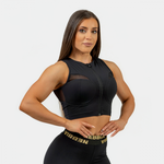 NEBBIA Ženska majica Push-Up Intense Mesh Black/Gold S