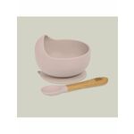 InterBaby Silikonska zdjelica + žlica Dark Pink