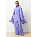 Trendyol Lilac Tassel Cape-Jumpsuit Evening Dress Set svijetloplava