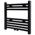 vidaXL Kupaonski radijator za ručnike s prečkama ravni crni 480 x 480 mm